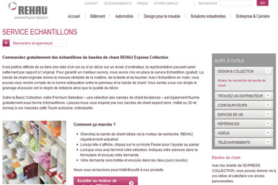 rehau,echantillons,gratuits,bandes,chants,produits