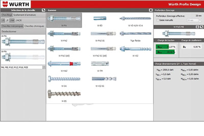 Profix Deign de Wrth permet de dimensionner facilement les chevillages