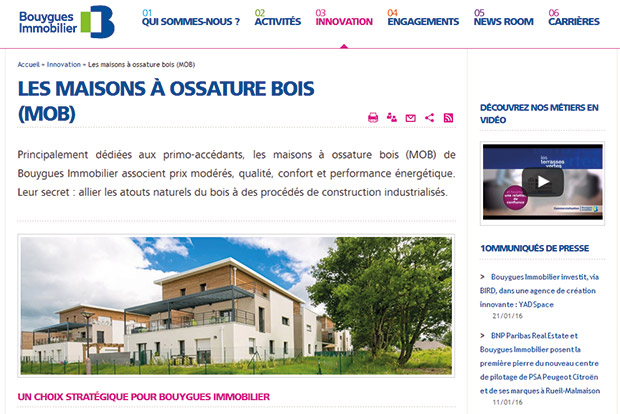 Bouygues Immobilier fait la promotion de la construction ossature bois