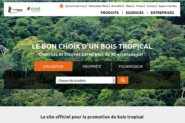 Le site internet sur les bois tropicaux lanc par le commerce du bois