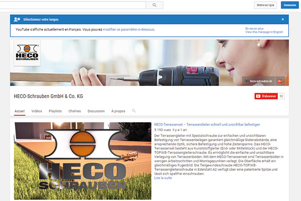 Le fabricant de vis Heco Schrauben enrichit sa chane Youtube de trois nouveaux films