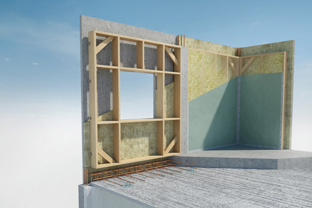 KP1 B2 façade prefabriquée bois-béton