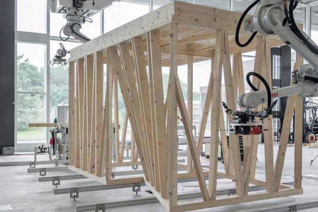 Construction robotisée de modules 3D ossature bois