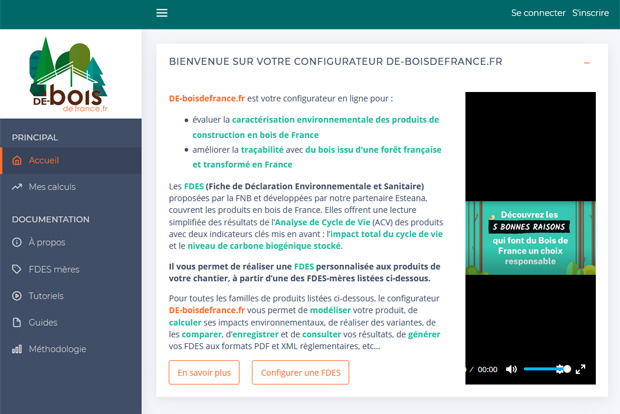 Un configurateur FDES dédié aux bois de France