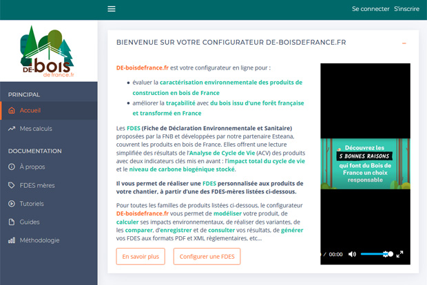 Un configurateur FDES ddi aux bois de France