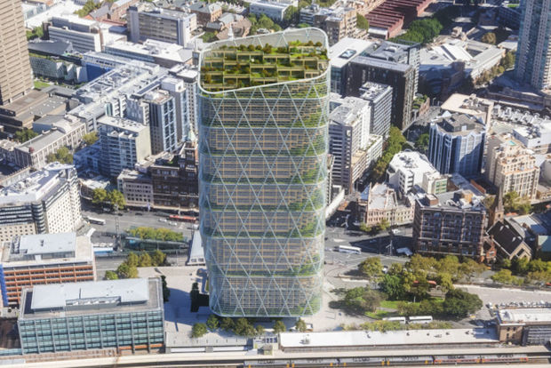 Tour Atlassian construction mixte bois-béton-métal de 39 étages à Sydney en 2026